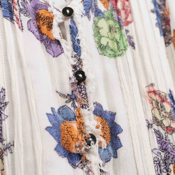 MAEVE Floral Pintuck Sleeveless Button Front Blouse Cottagecore Country Sz M - Picture 5 of 8